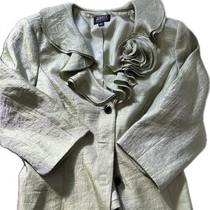 Light Green Blazer with Floral Accent